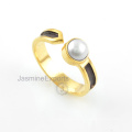 Water Pearl Ring, 18k Gold Pearl Gemstone Rings Handmade Jewelry